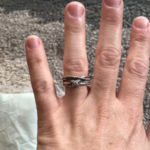 David Yurman X cross ring with pace diamonds
